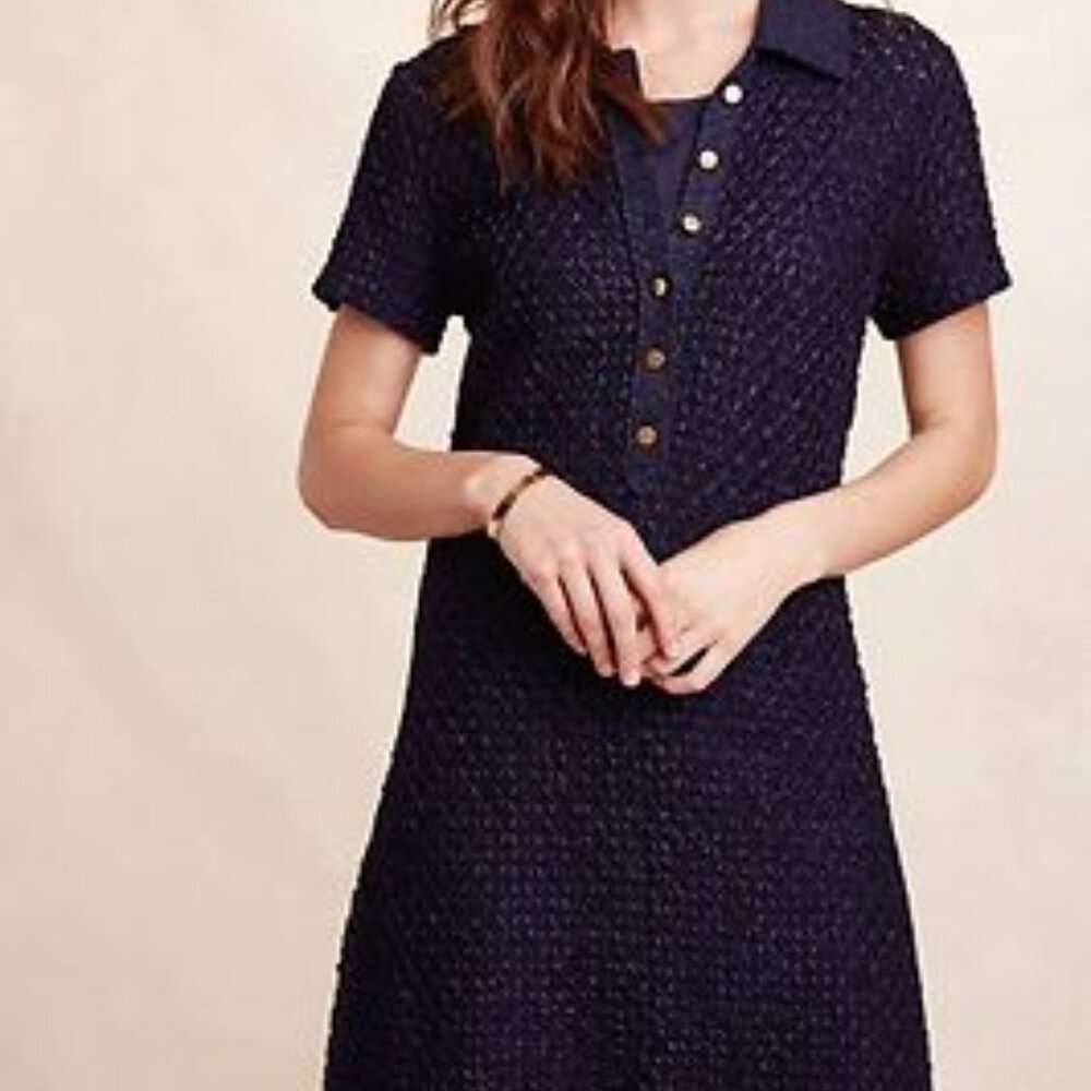 Anthropologie MOTH | Navy Knitted Shirt Dress XS